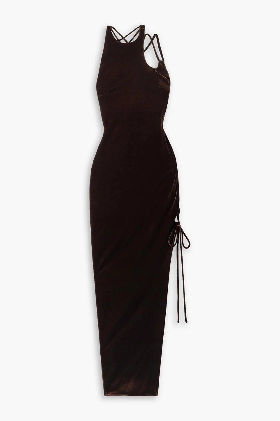 Cutout lace-up velvet maxi dress - 1