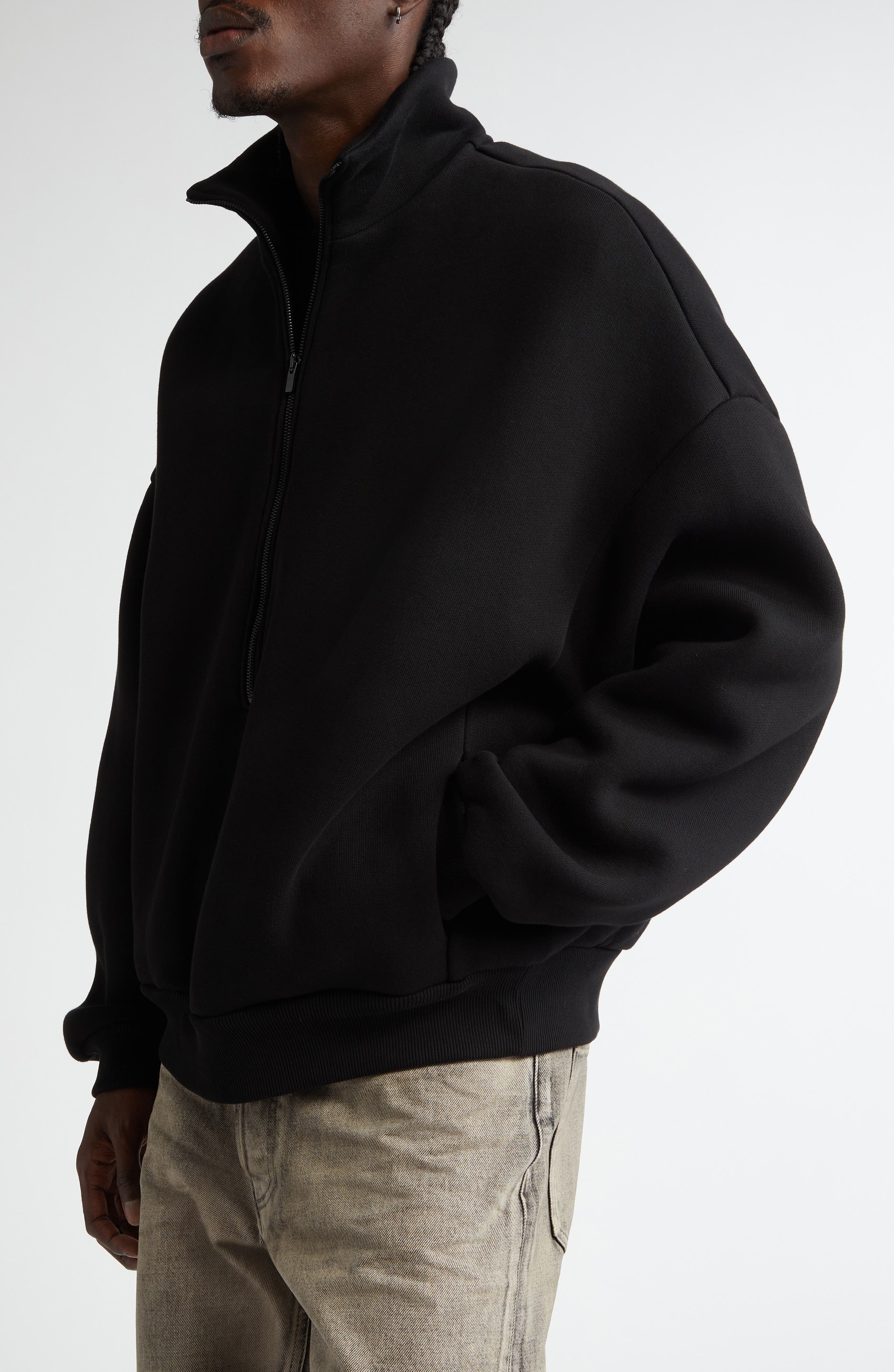 Fear of God Fleece Half Zip Pullover in Black at Nordstrom - 4