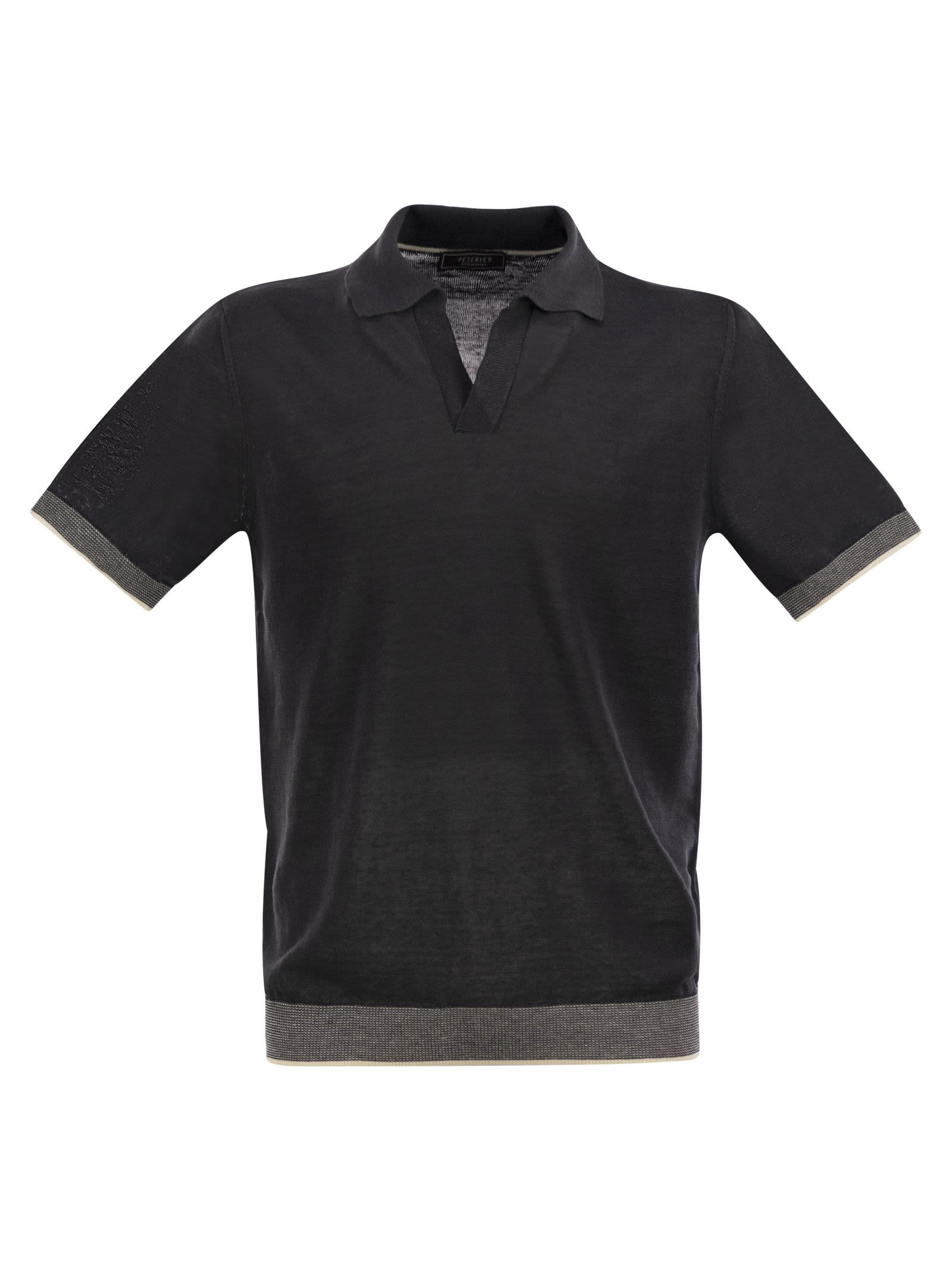 Peserico - Peserico Men Polo Shirt In Linen And Cotton Yarn - 1