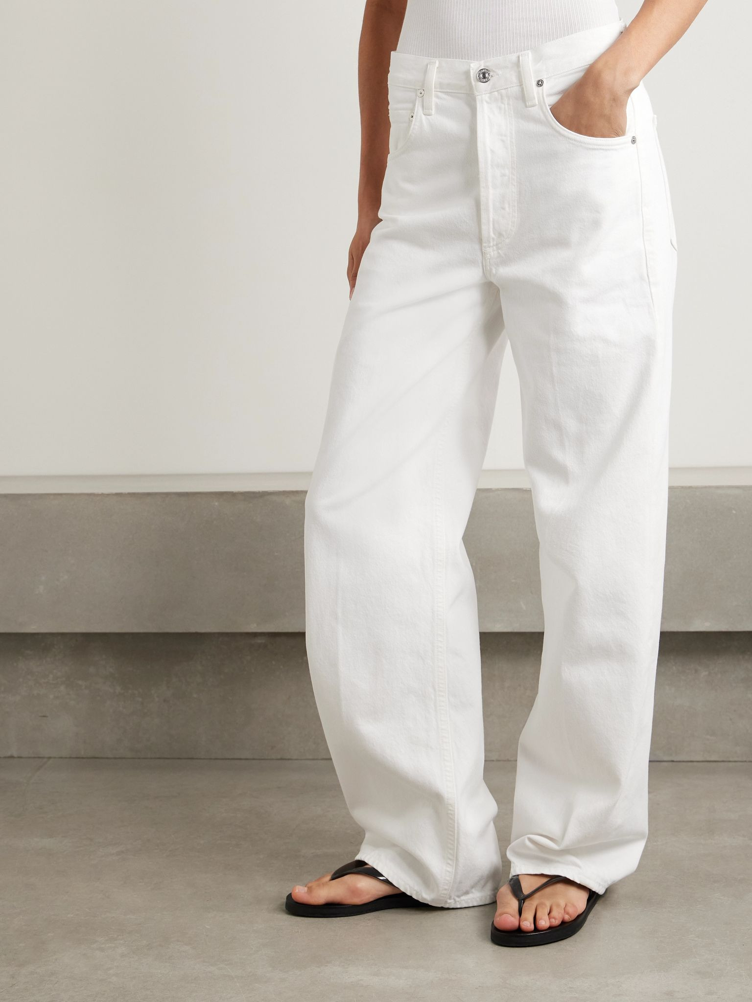 + Argent Ayla Baggy high-rise wide-leg jeans White - 3