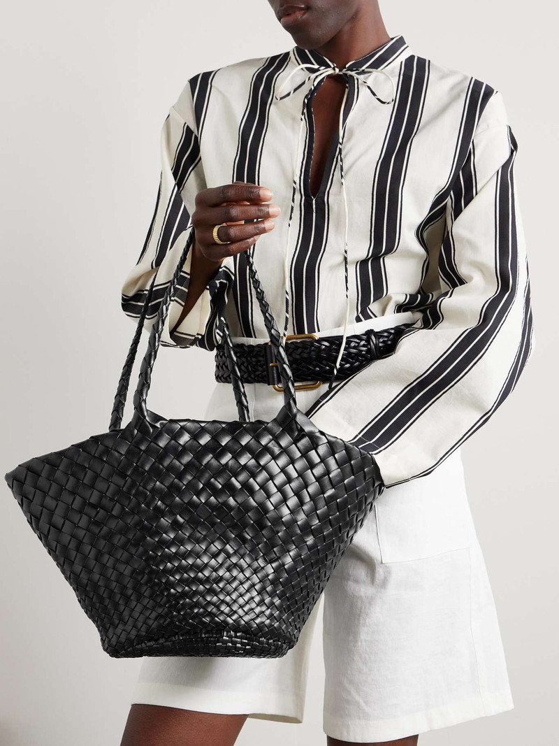 DRAGON DIFFUSION Egola woven leather tote Black outlook