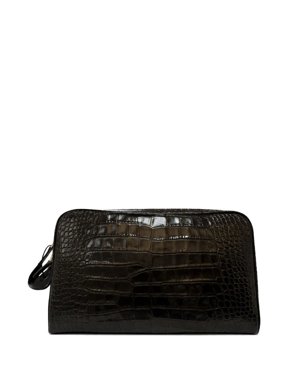 crocodile-effect leather clutch bag - 1