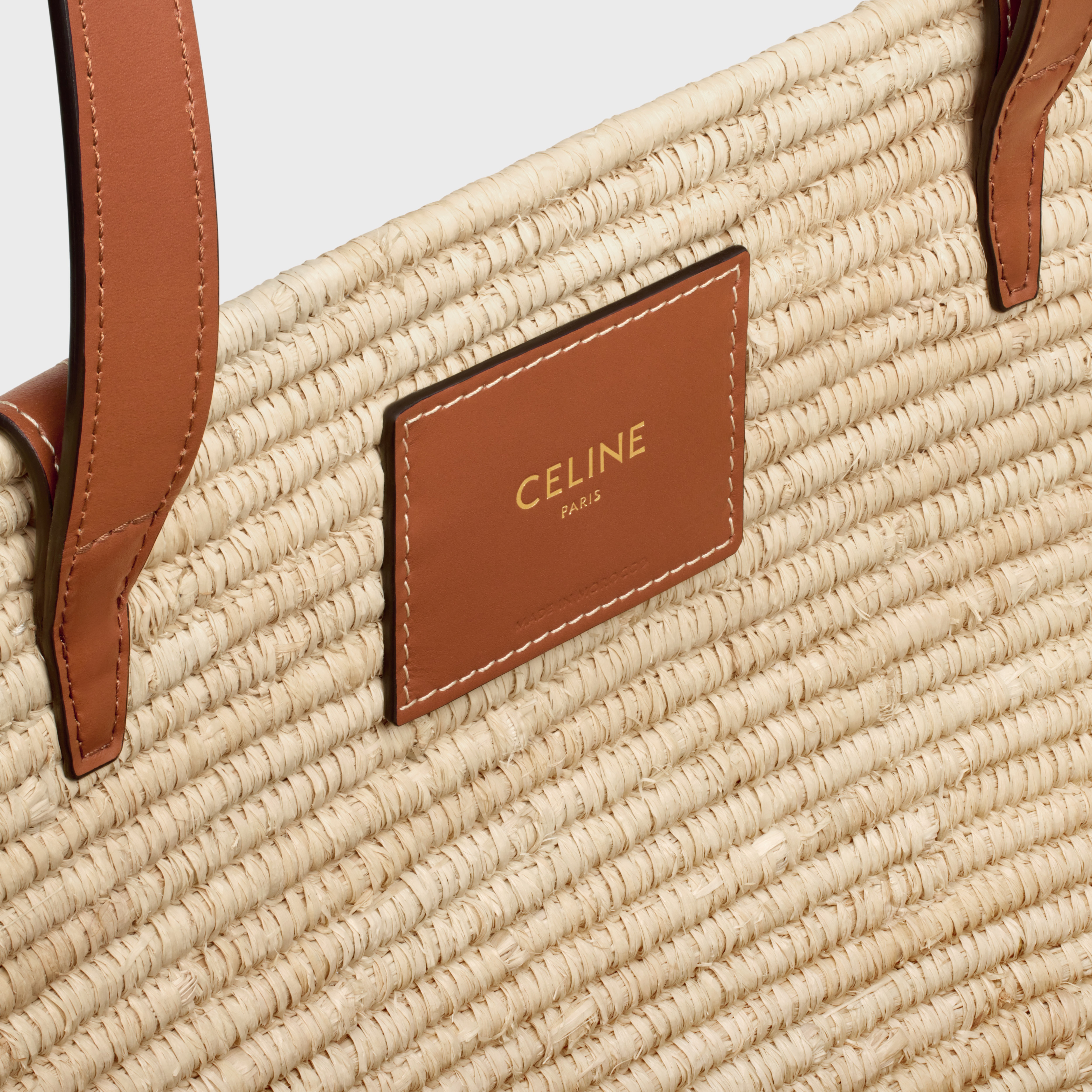 CELINE CLASSIC PANIER MEDIUM BRAIDED TRIOMPHE in RAFFIA and CALFSKIN - 7