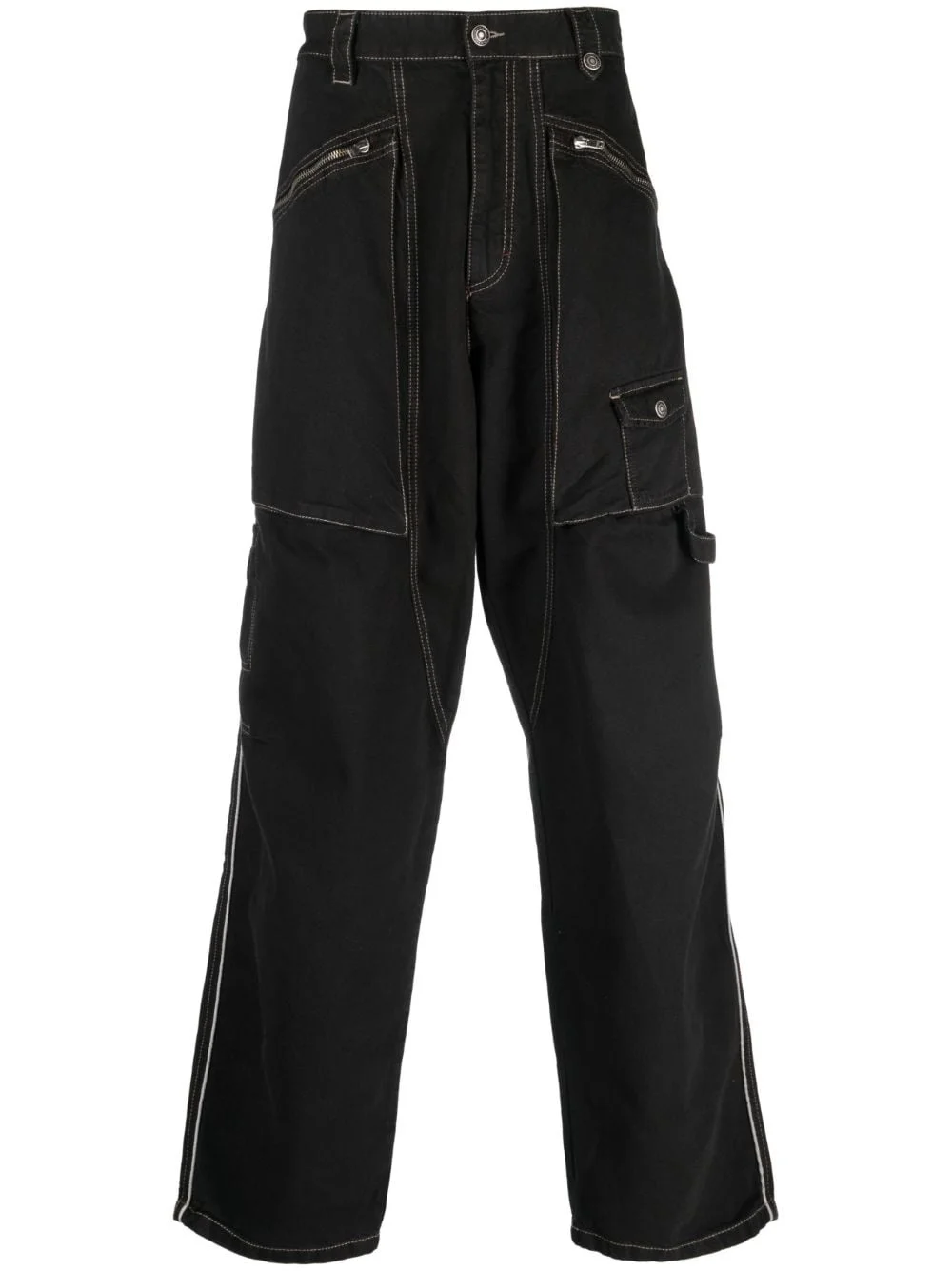 multiple-pockets wide-leg trousers - 1