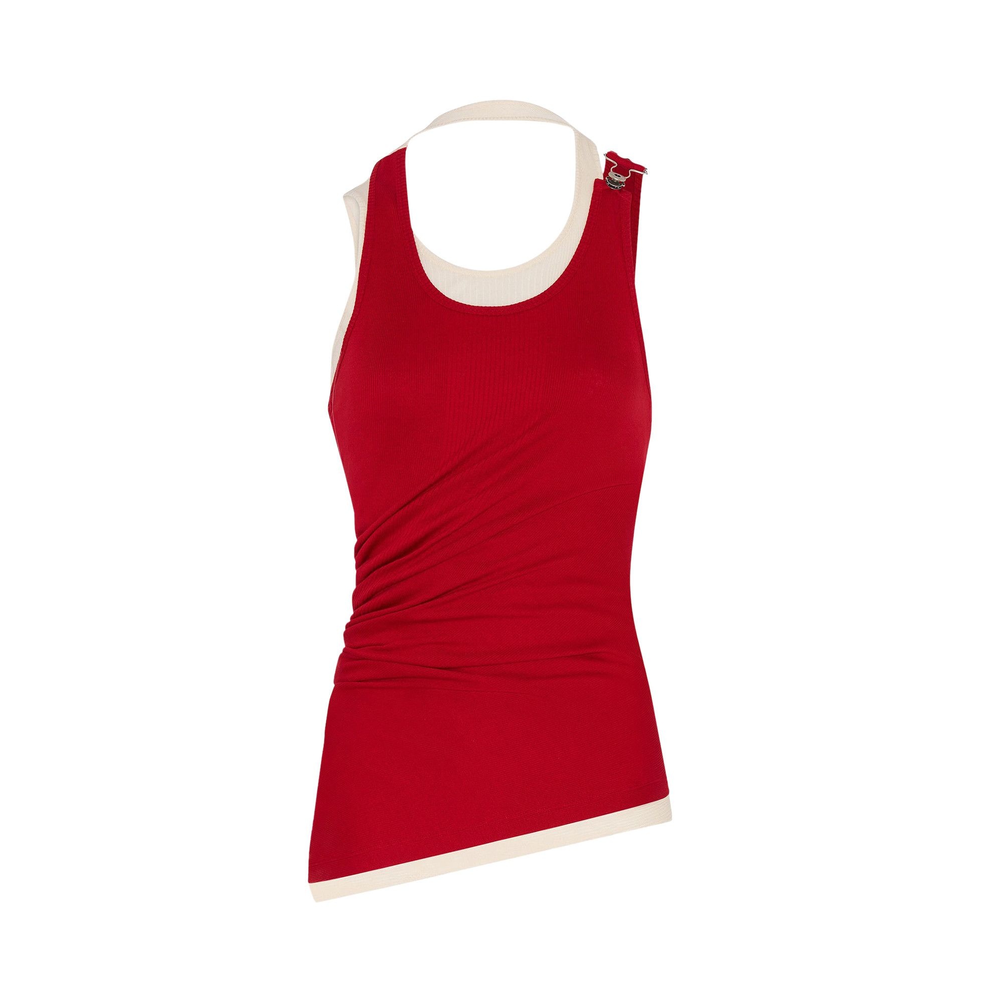 Jean Paul Gaultier Draped Double Tank Top 'Red/Ecru' - 1
