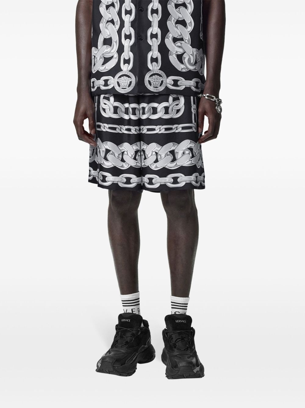 graphic-print track shorts - 3