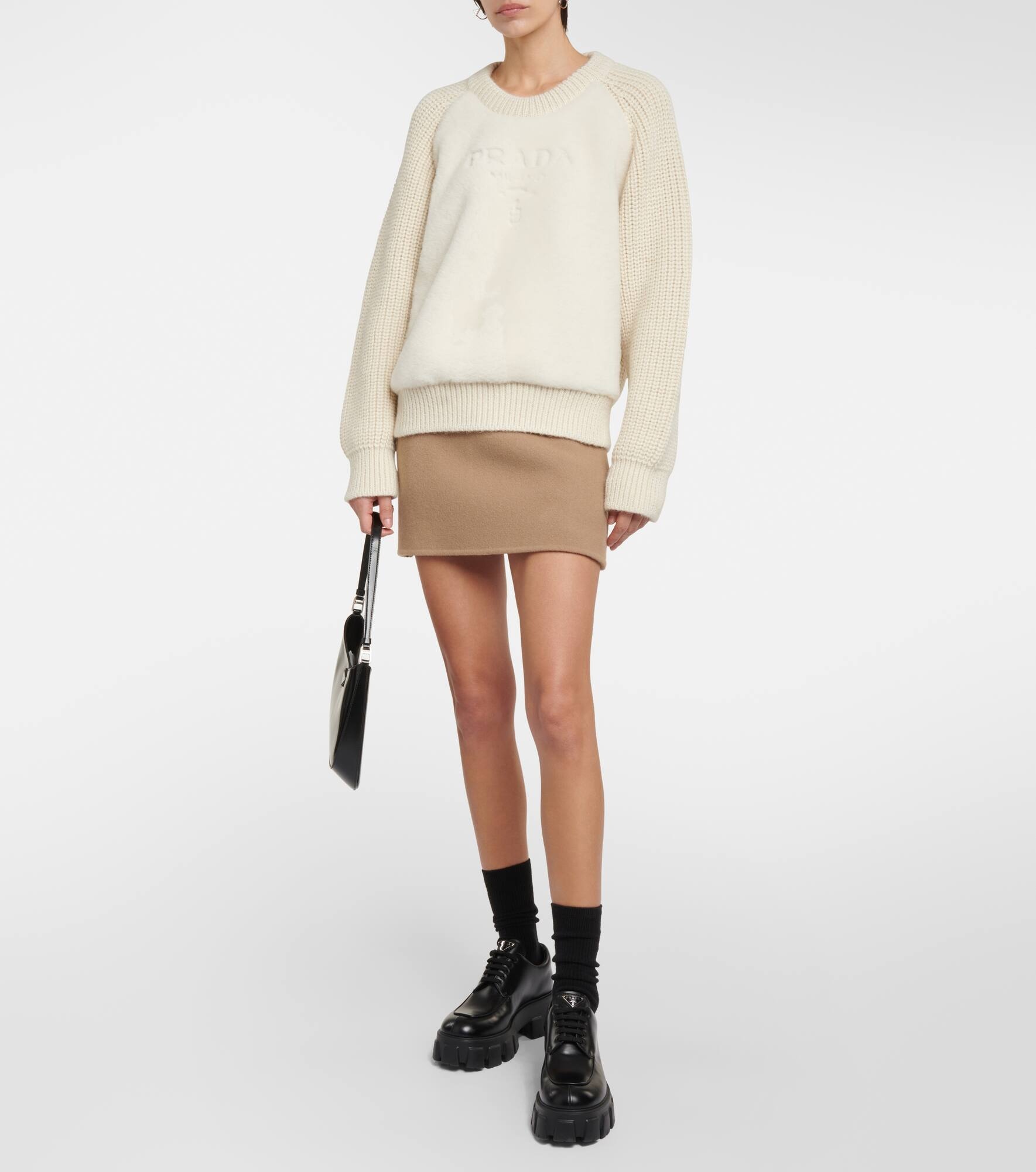 Shearling-trimmed alpaca sweater - 6