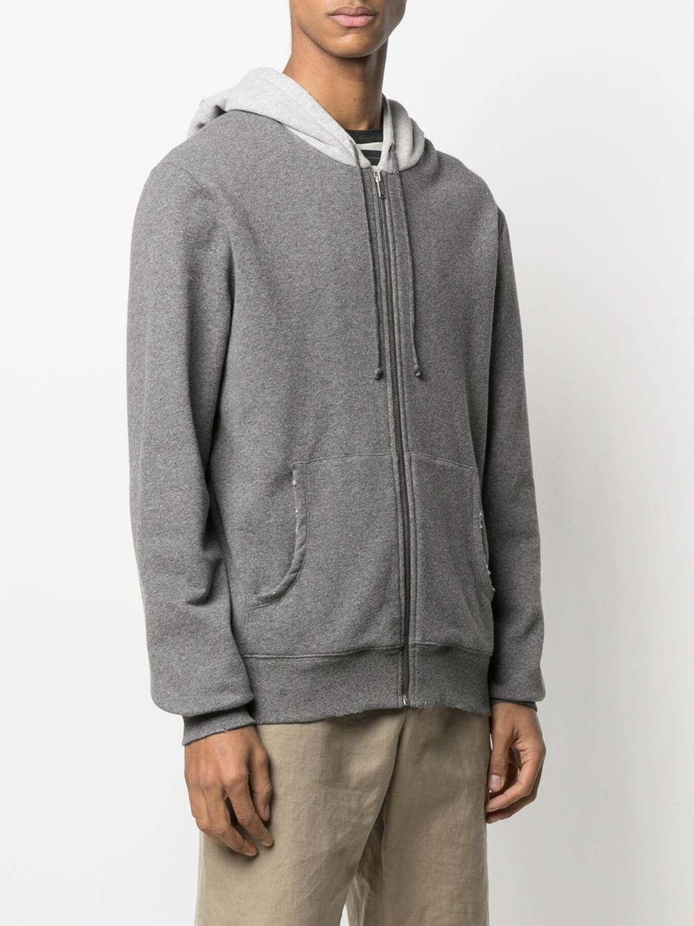 distressed zip-up hoodie - 3