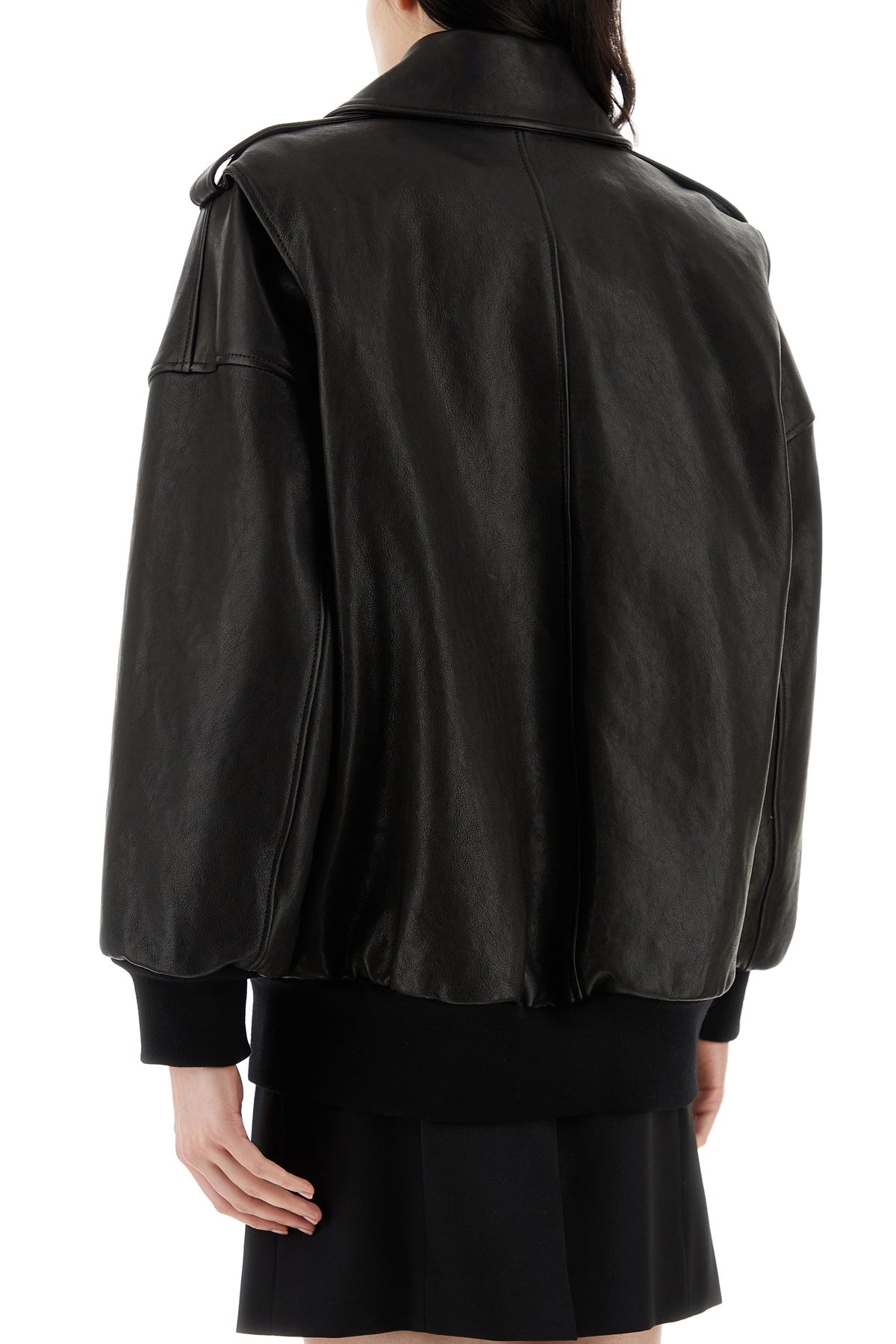 Black leather oversize jacket - 4