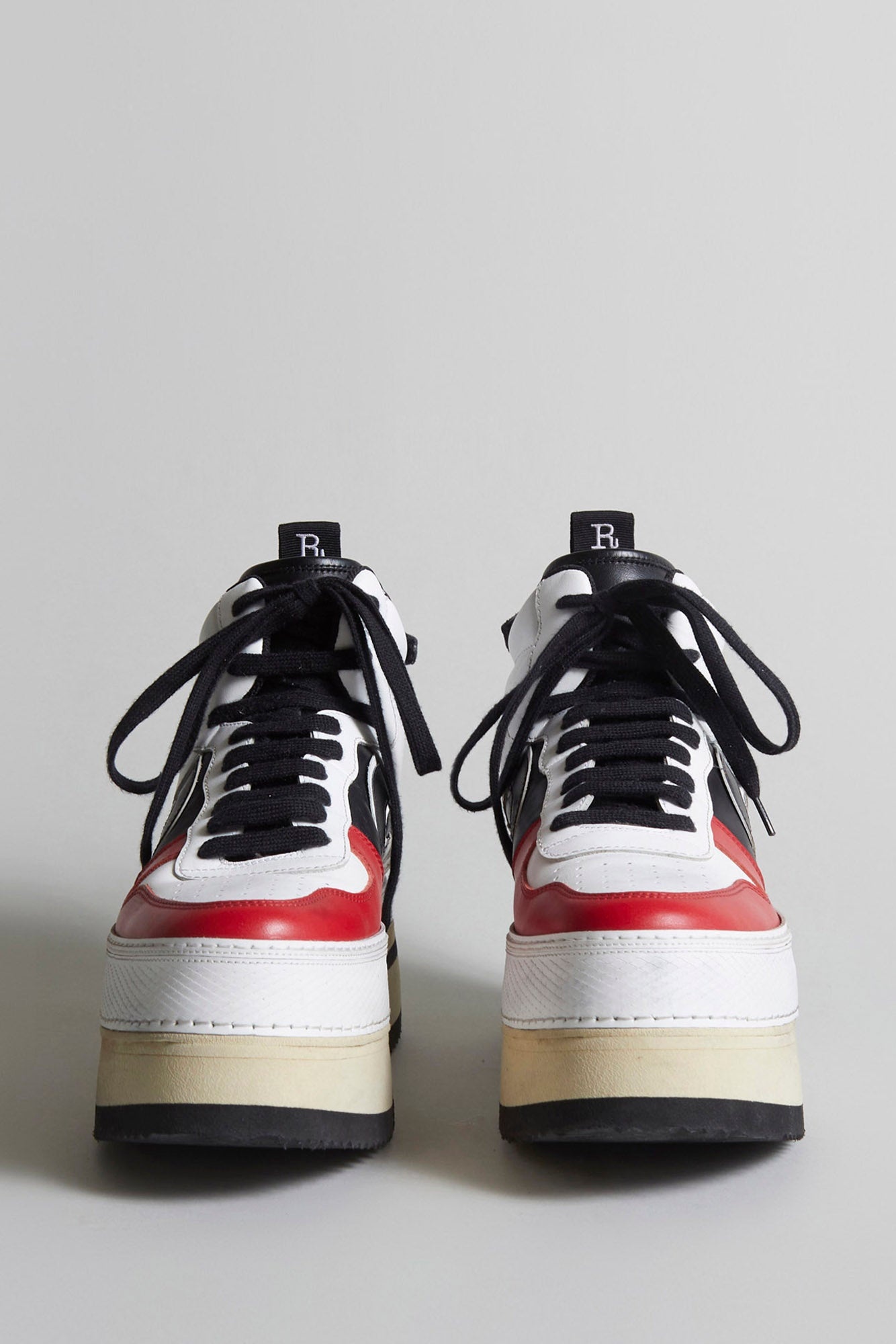RIOT LEATHER HIGH TOP - SKATE WHITE AND RED - 3