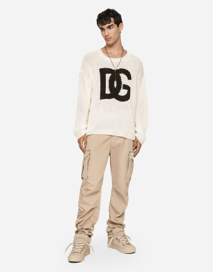 Round-neck linen sweater with DG logo - 2