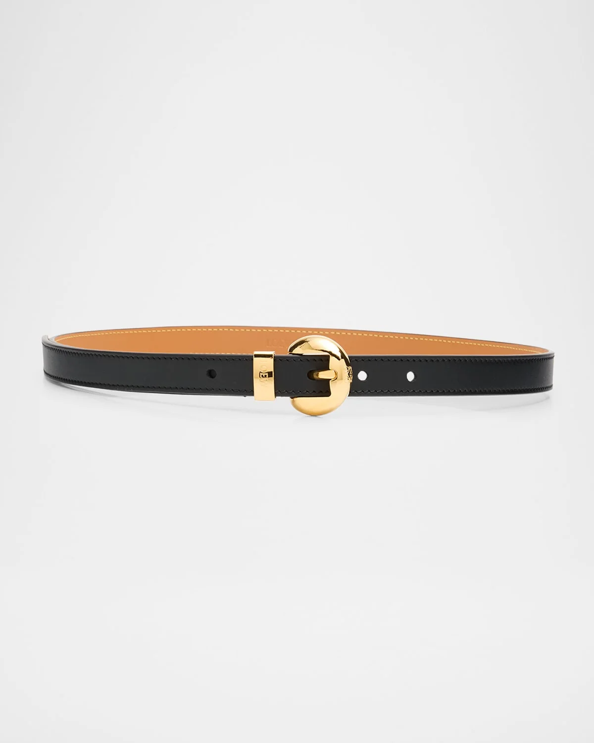 Pebble Leather Skinny Belt - 1