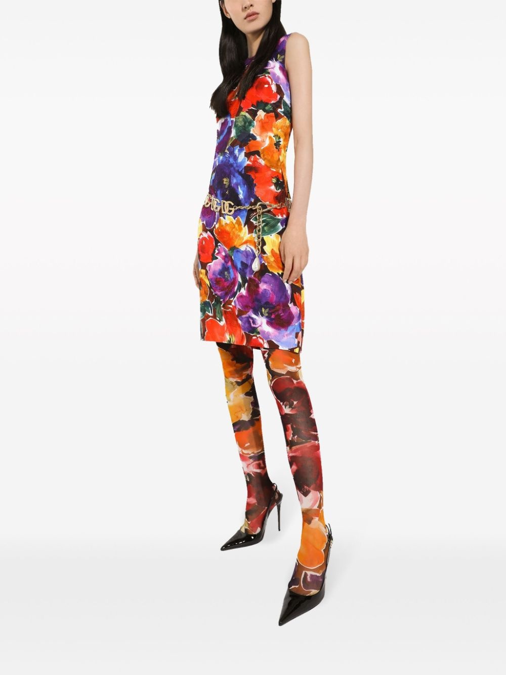 abstract floral-print midi dress - 2