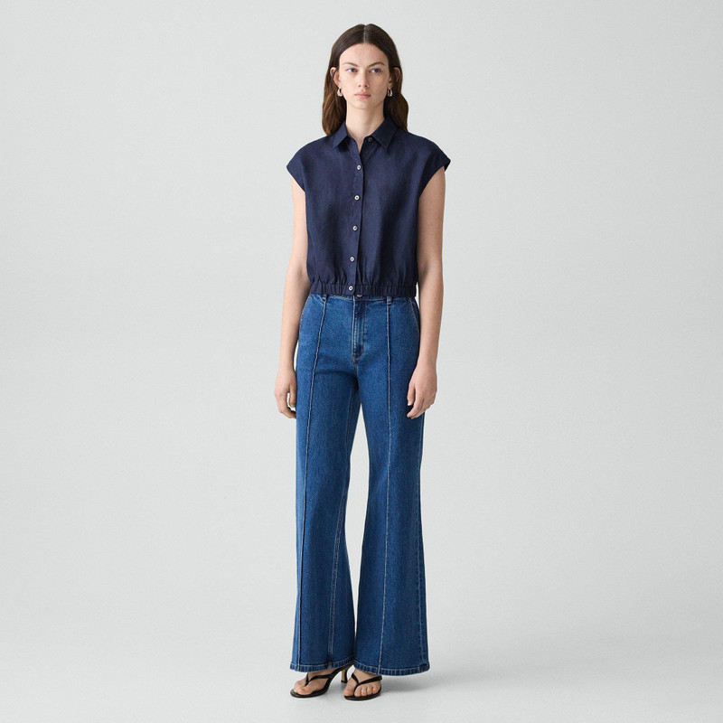 Theory Cap-Sleeve Shirt in Relaxed Linen outlook