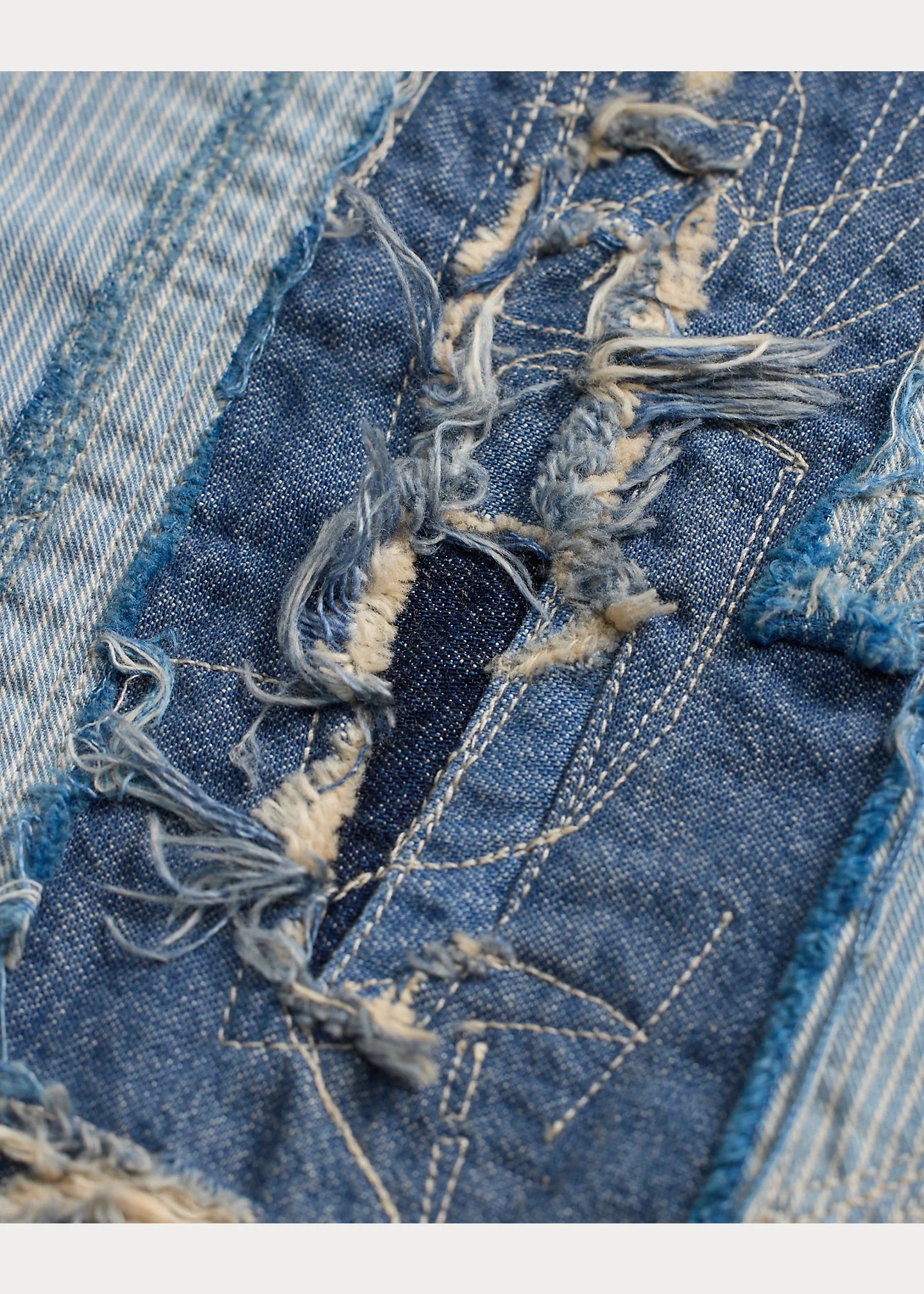 Vintage 5-Pocket Repaired Indigo Pant - 4