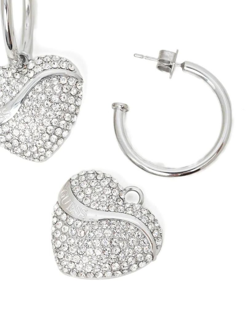 GUESS USA crystal-embellished heart-pendant earrings outlook