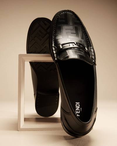 FENDI Men's Tonal FF-Monogram Leather Loafers outlook