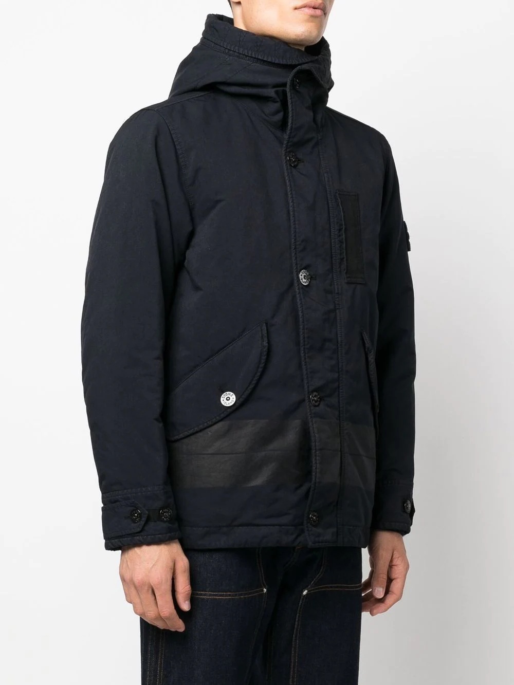 logo-patch sleeve hooded jacket - 3