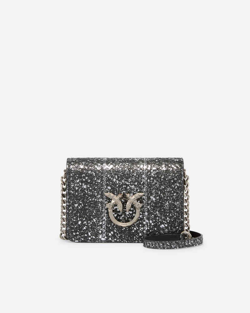 PINKO GALLERIA LOVE BAG MINI CROSSBODY BAG WITH LAMINATED REPTILE SKIN 1