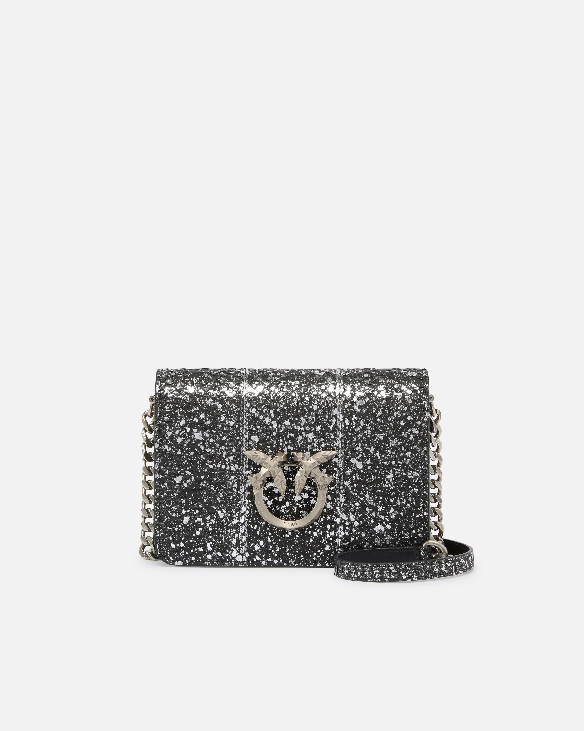 PINKO GALLERIA LOVE BAG MINI CROSSBODY BAG WITH LAMINATED REPTILE SKIN - 1
