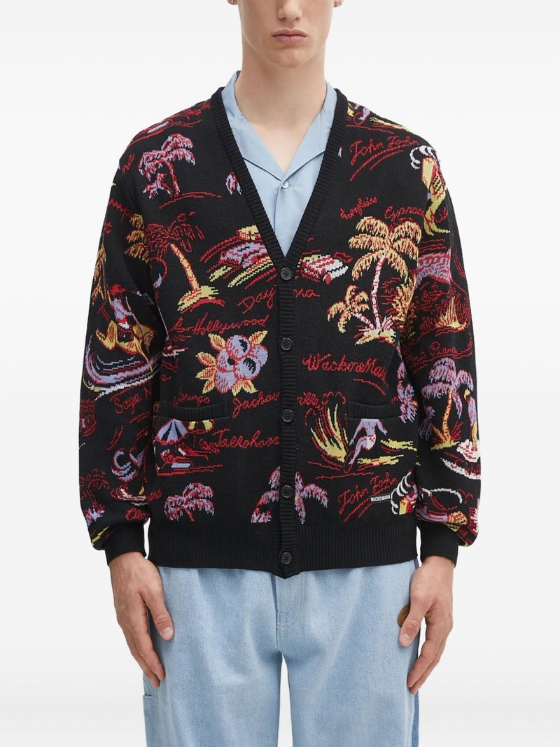 tropical-pattern cardigan 1