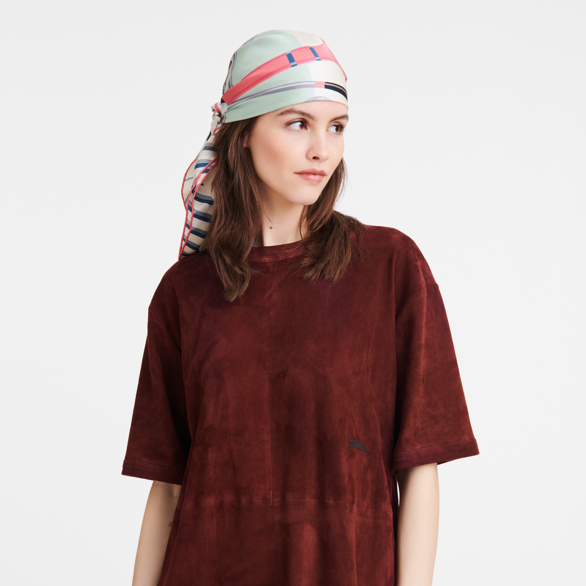 Caddie Longchamp Silk scarf 90 Burgundy - Silk - 2