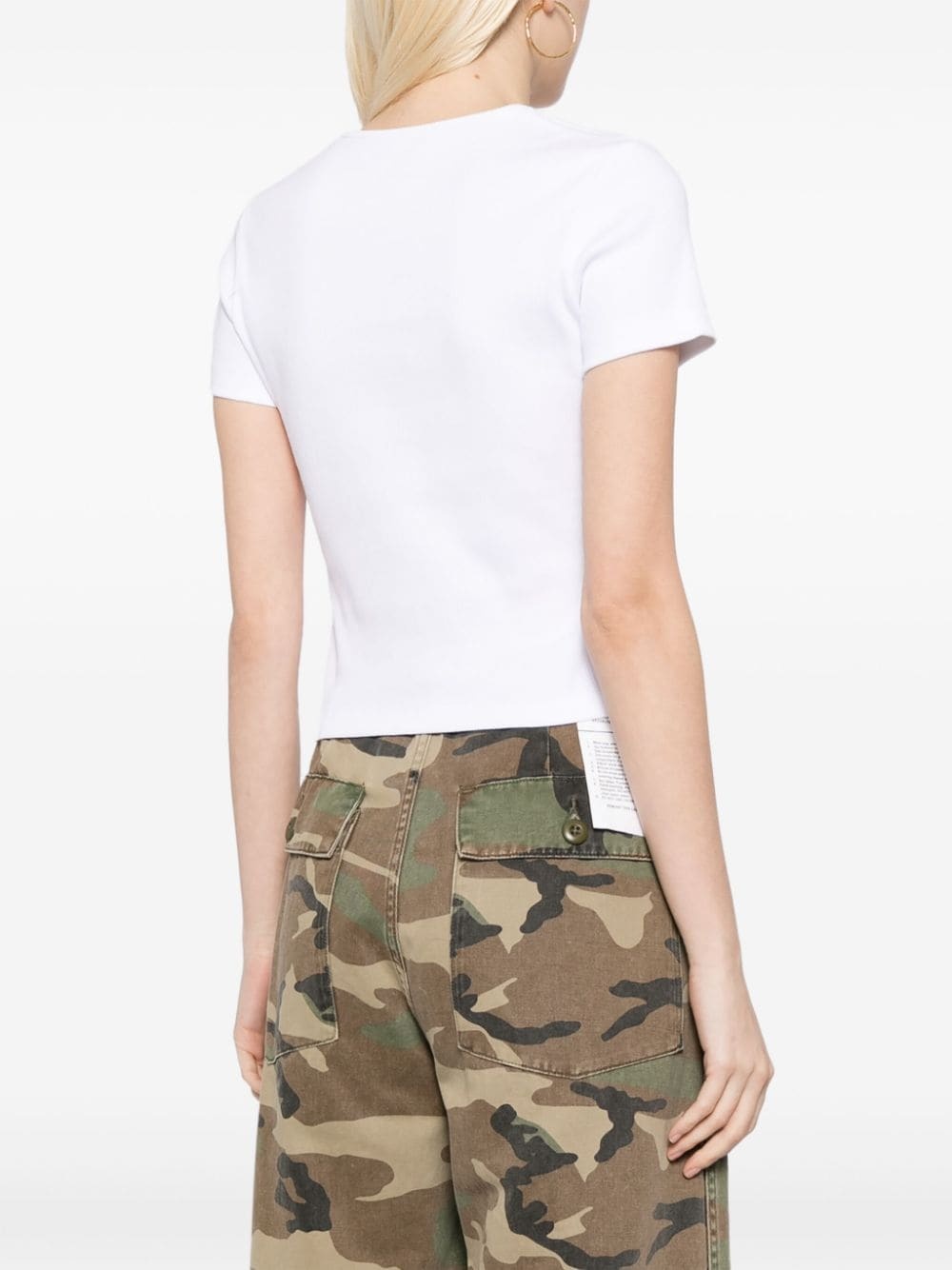 rhinestoned ribbed T-shirt - 4