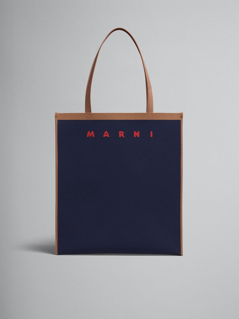 TRUNK SOFT IN BLUE AND BROWN KNIT FABRIC 1