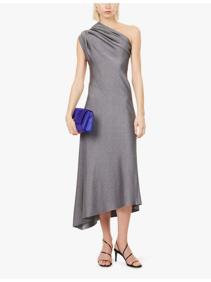 KHAITE Coast Metallic Woven Midi Dress outlook