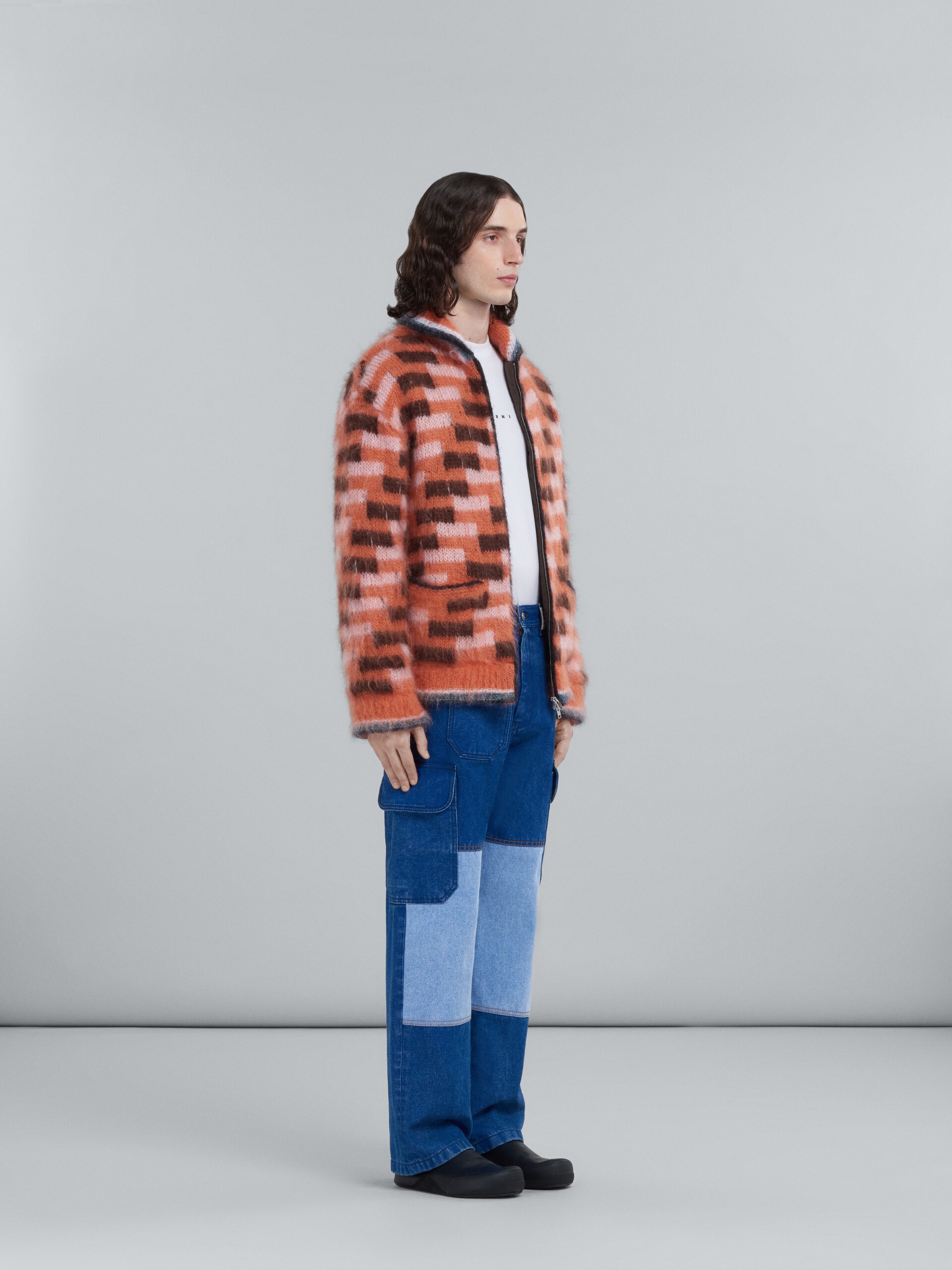 RED MOHAIR ZIPPED JACKET - 5