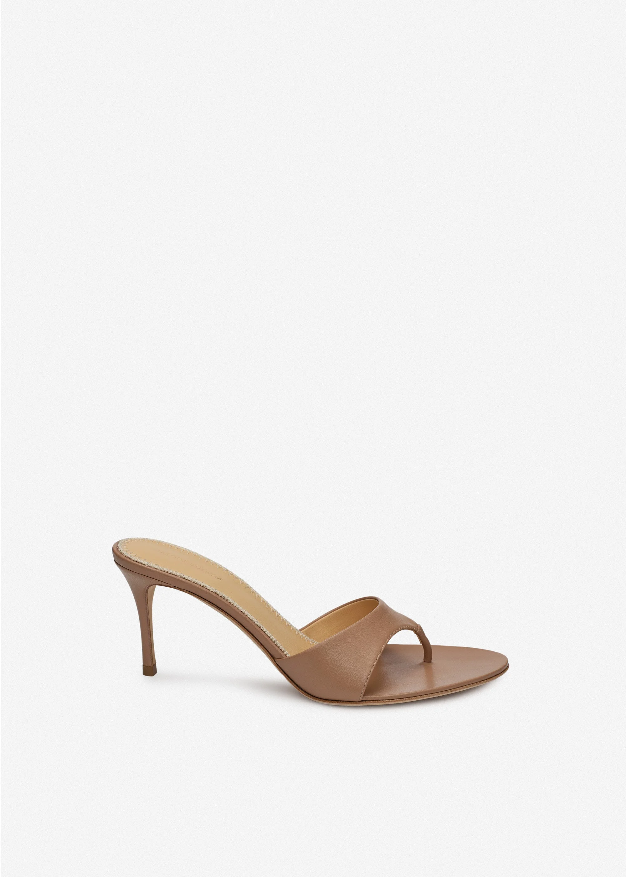 Leather thong sandals in nude - 1