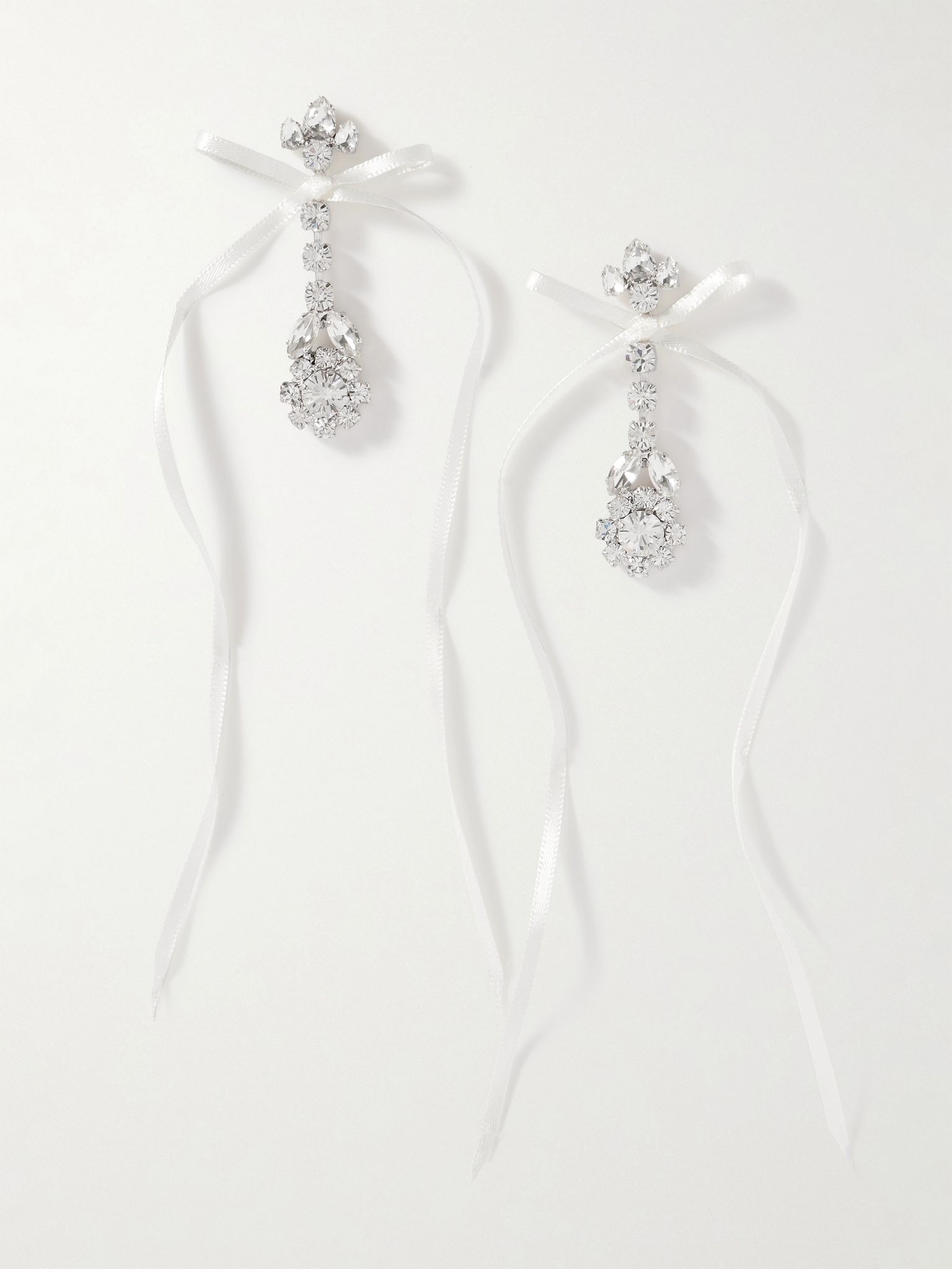 Victorian Bow silver-tone satin and crystal earrings Silver - 1