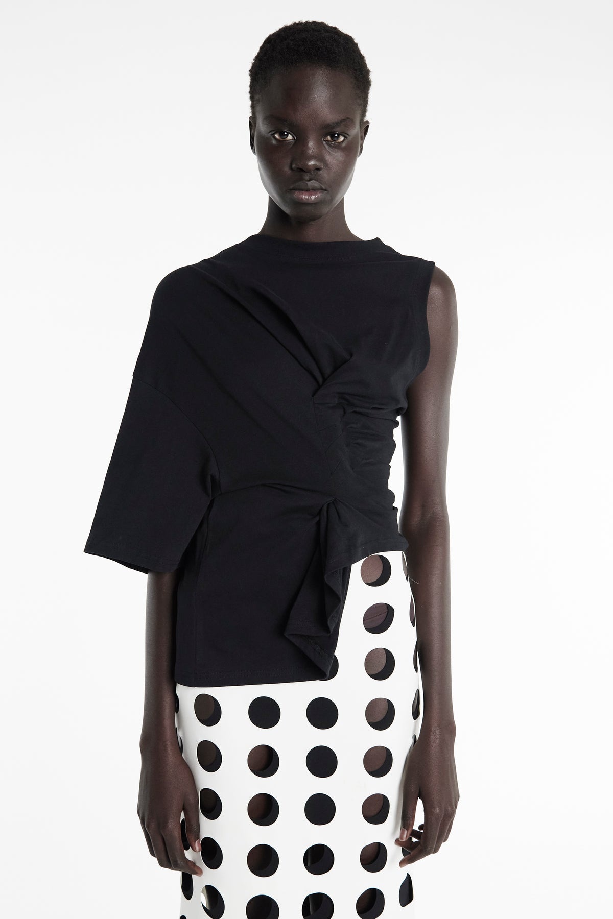 KNOTTED JERSEY TOP BLACK - 5
