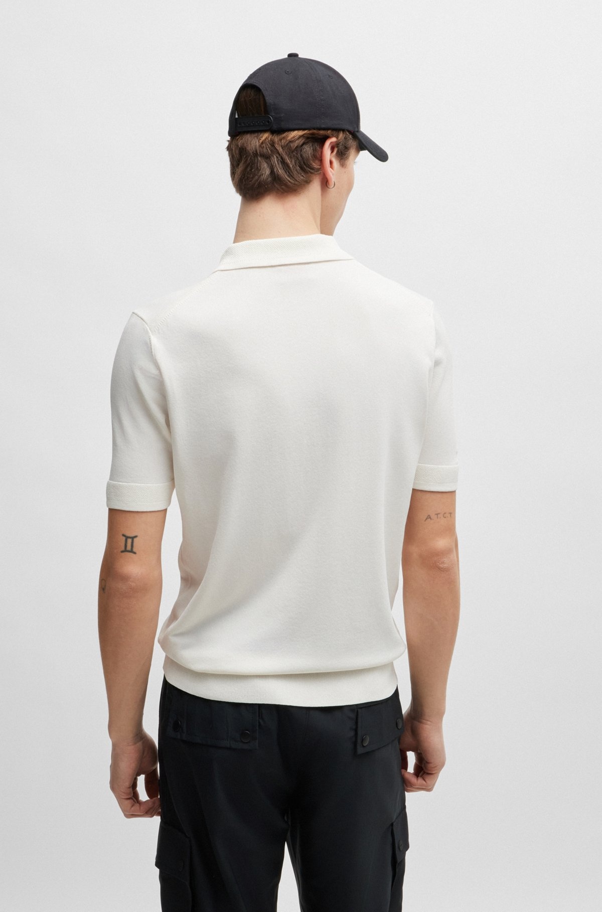 ZIP-NECK POLO SHIRT WITH STACKED LOGO - 5