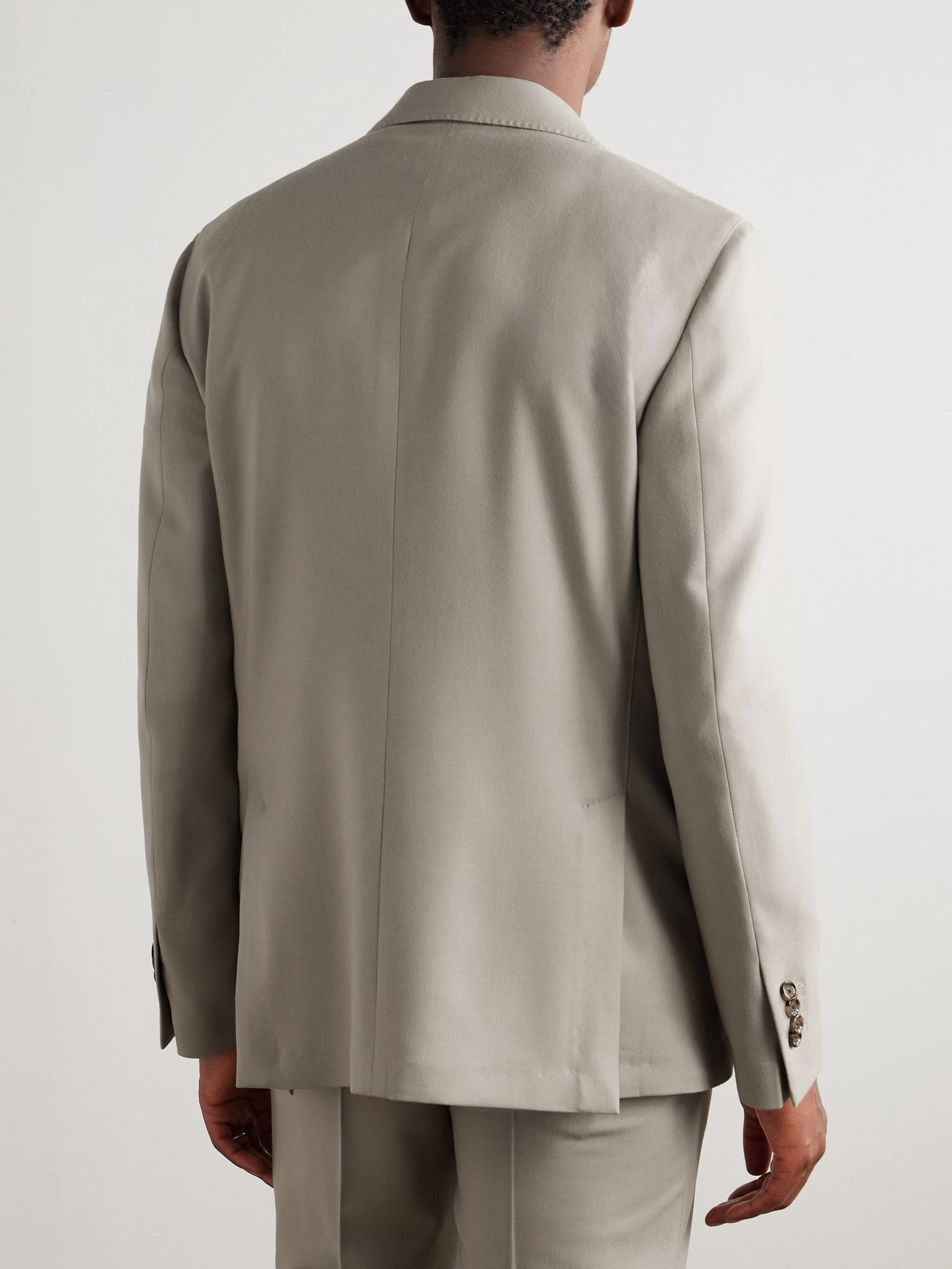 Virgin Wool-Blend Twill Suit Jacket Beige - 4