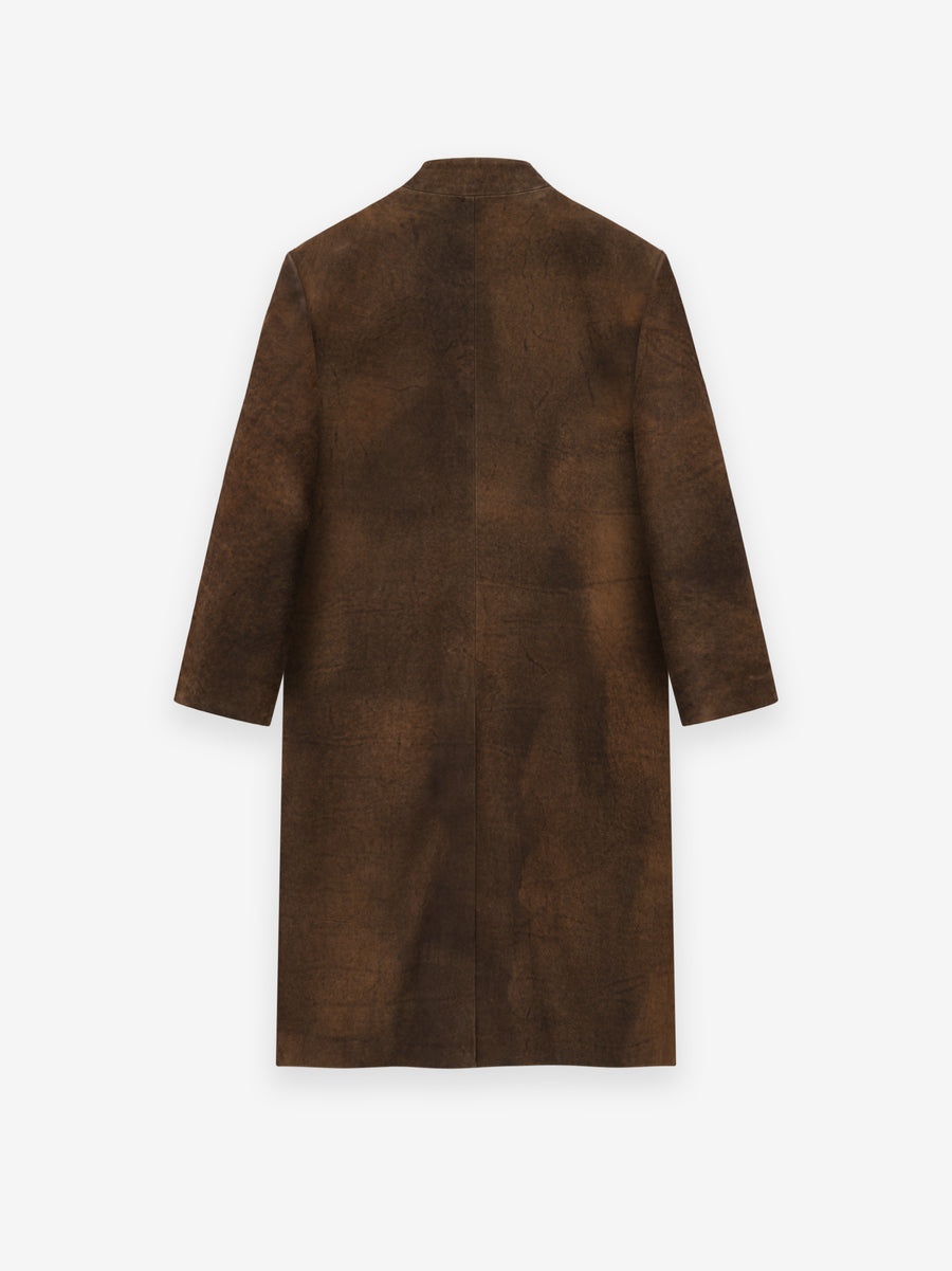 Leather Lapelless Coat - 2