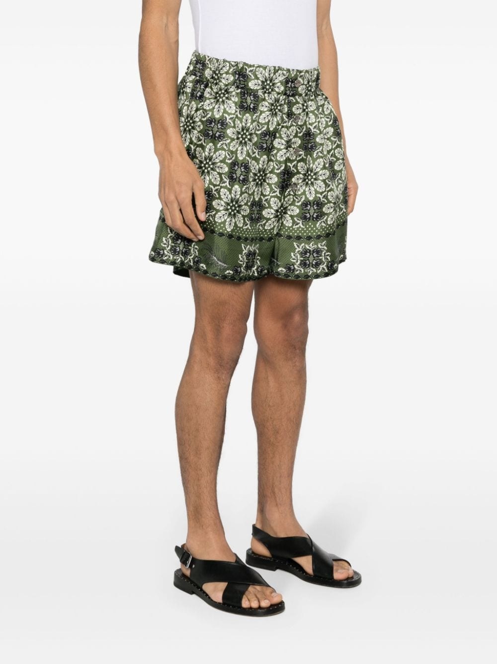 floral-print silk shorts - 3