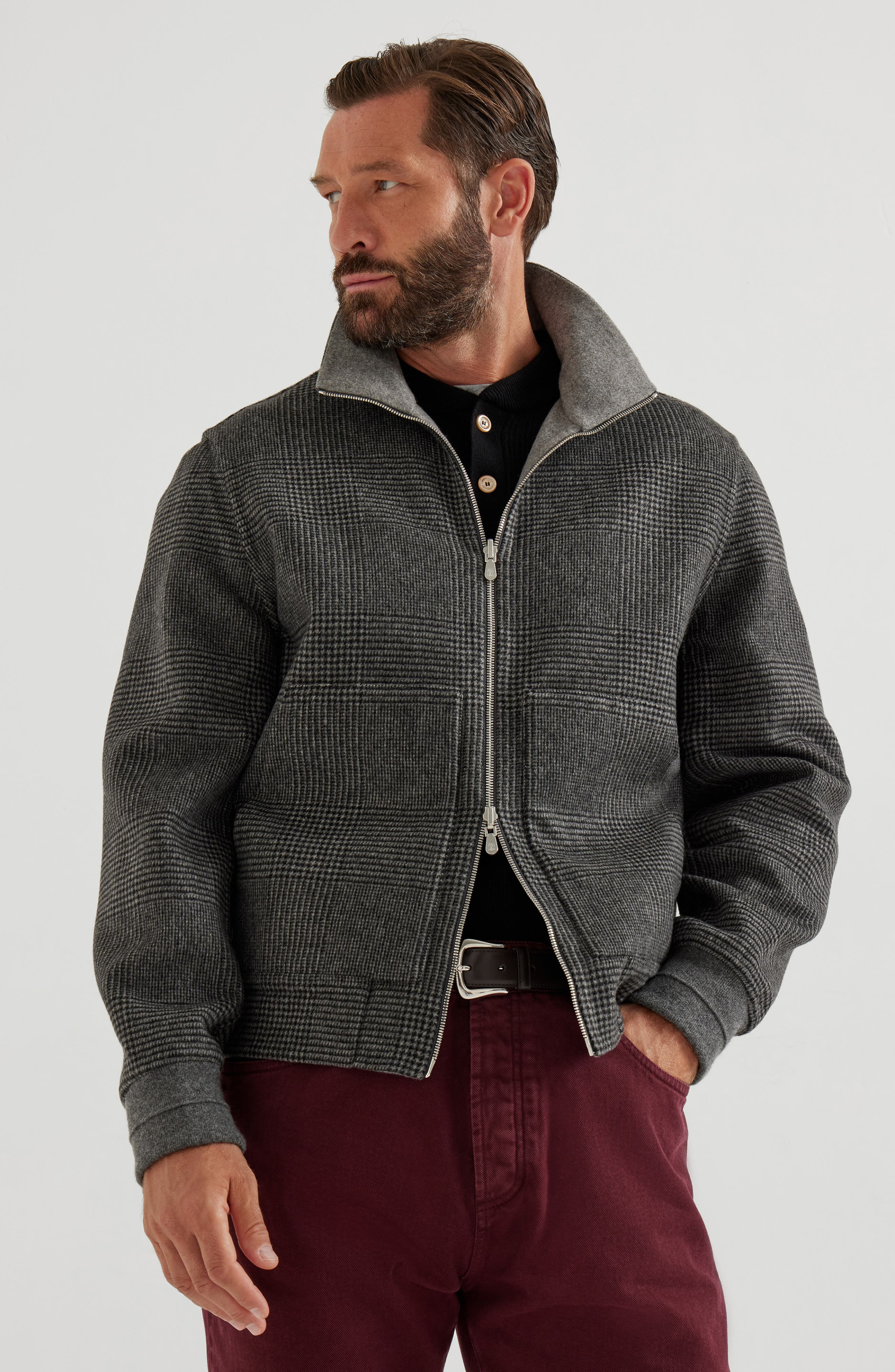 Brunello Cucinelli Hand-crafted bomber jacket in Dark Grey at Nordstrom - 2