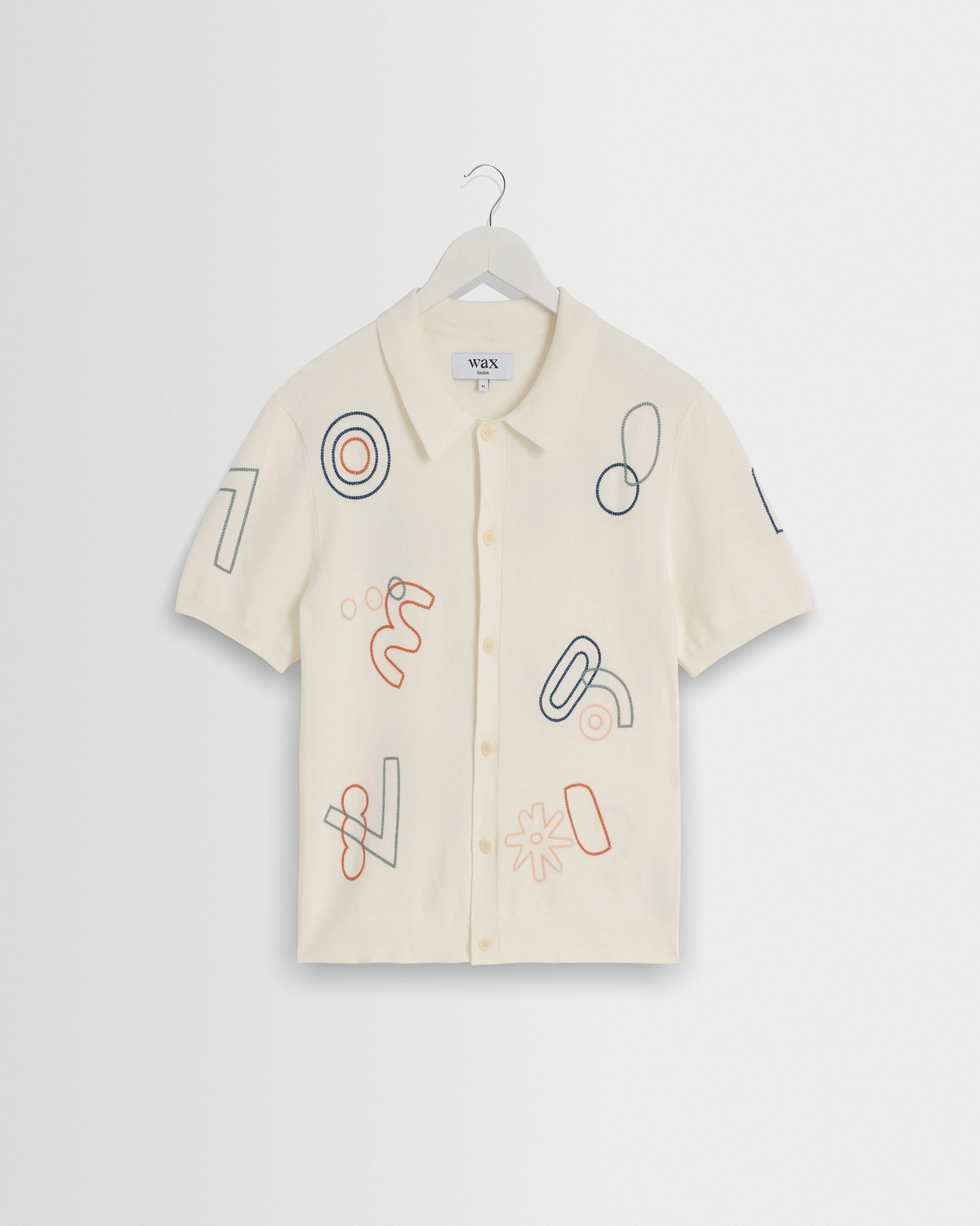 Tellaro - Ecru And Multicolour Shapes Embroidered Shirt - 1