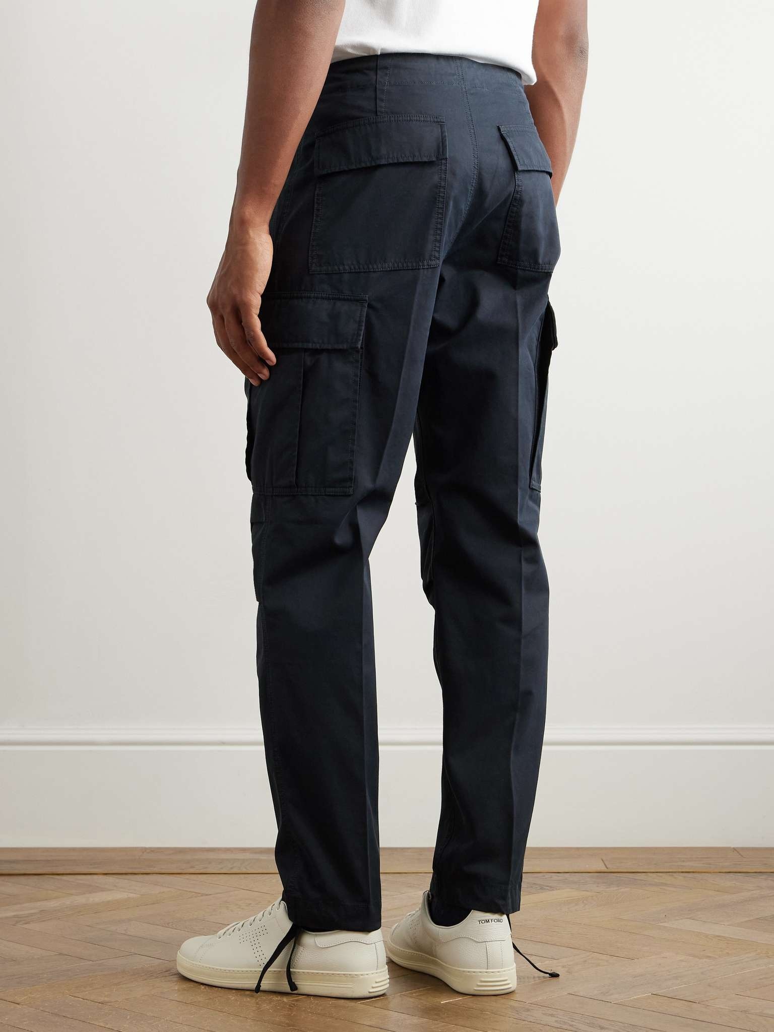 Straight-Leg Pleated Cotton-Twill Drawstring Cargo Trousers - 4