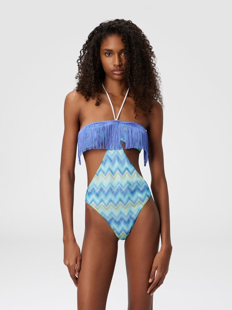 Missoni One-Piece Swimsuit with Fringes and Faded Stripes outlook