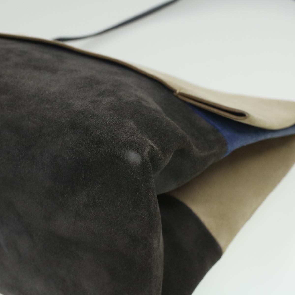 CELINE Shoulder Bag Suede Beige Blue Black - 9