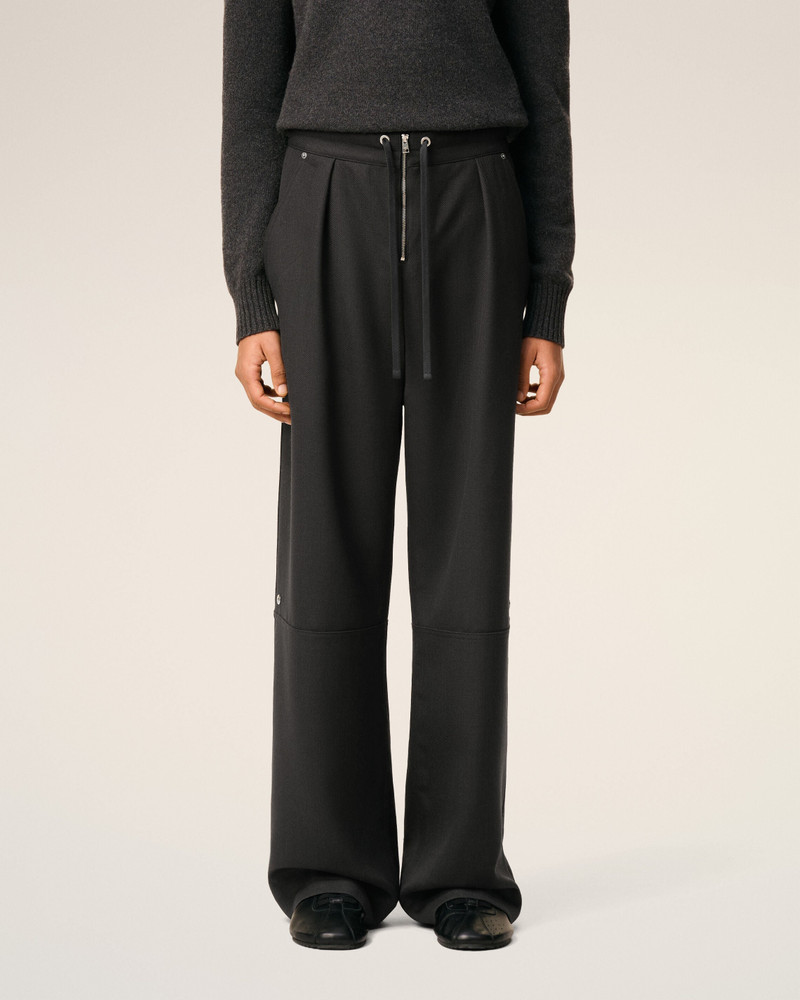 BLACK WOOL ZIPPED TROUSERS 3