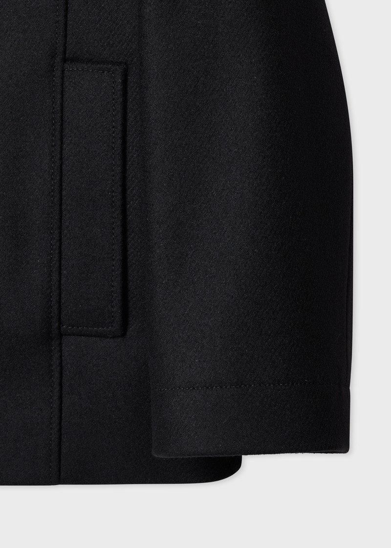 Women's Black Wool-Cashmere Blend Short Pea Coat 3