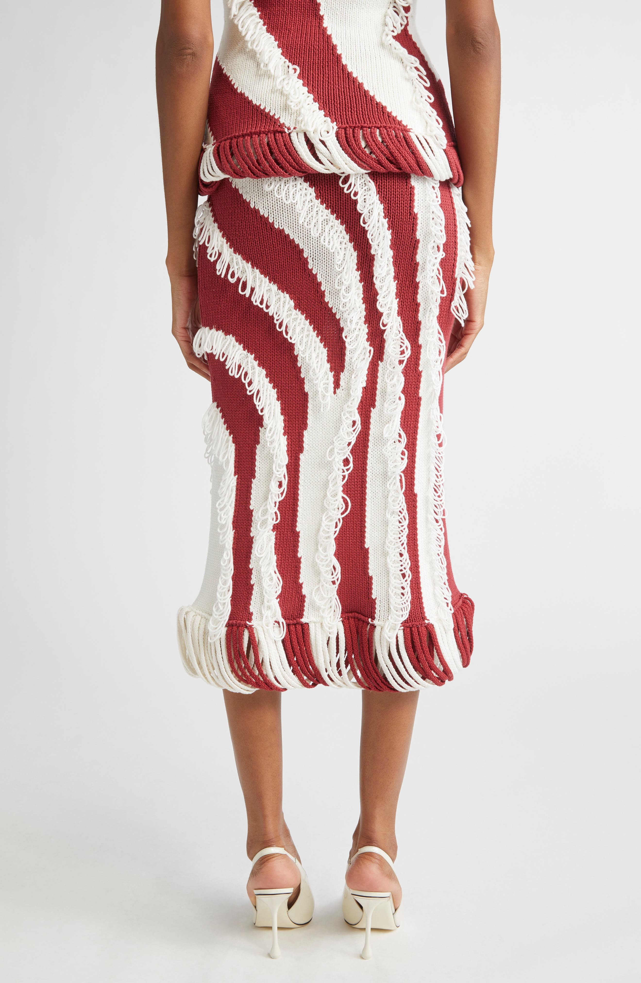 Diotima Roaring Knit Midi Skirt in Paprika-White at Nordstrom - 3