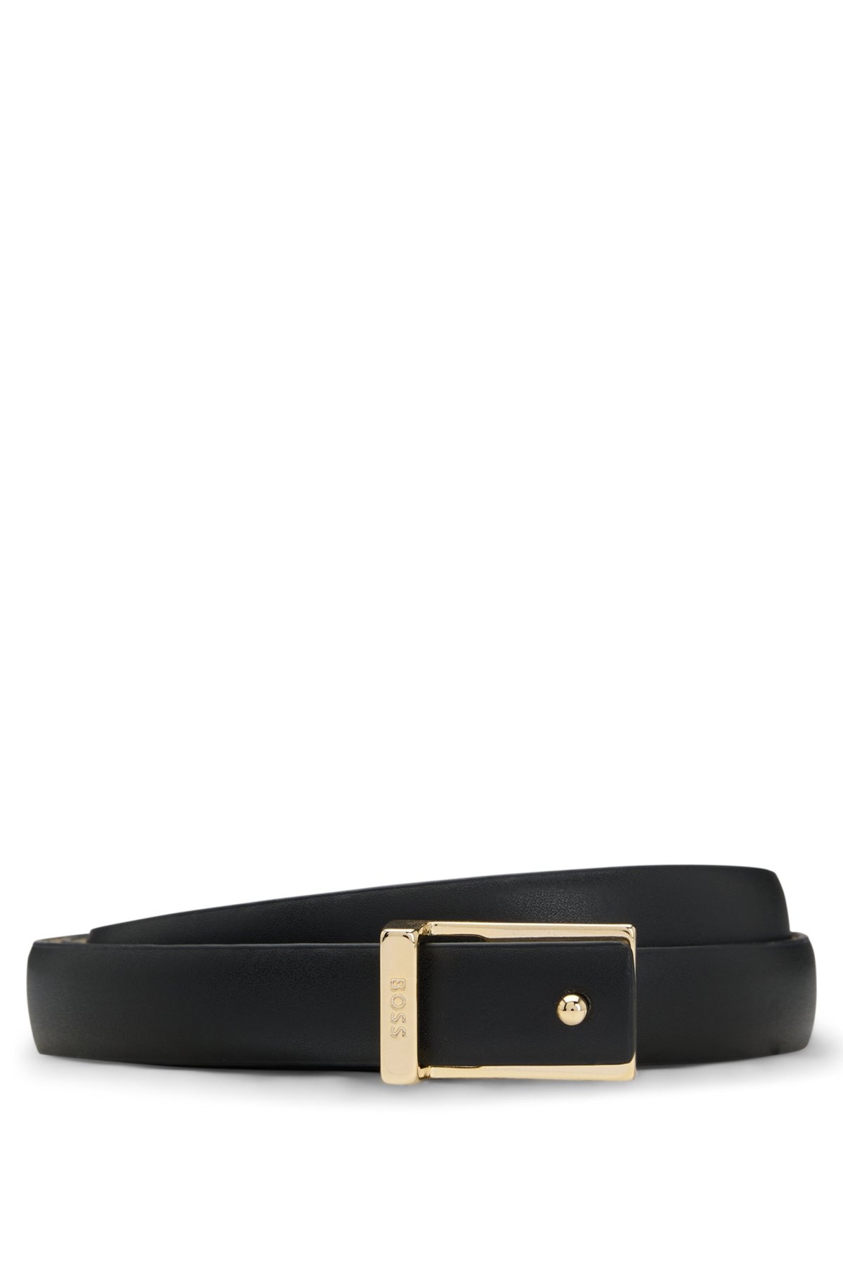 LEATHER BELT WITH GOLD-TONE BUCKLE - 1