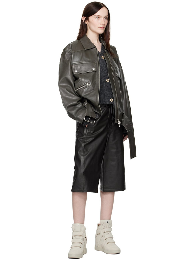 STAND STUDIO Gray Yara Leather Jacket outlook