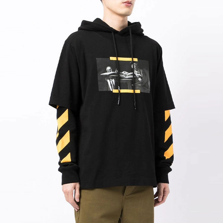 Men's Off-White FW21 Caravaggio Painting Pattern Loose Fit Black OMBB087F21FLE0061084 - 4