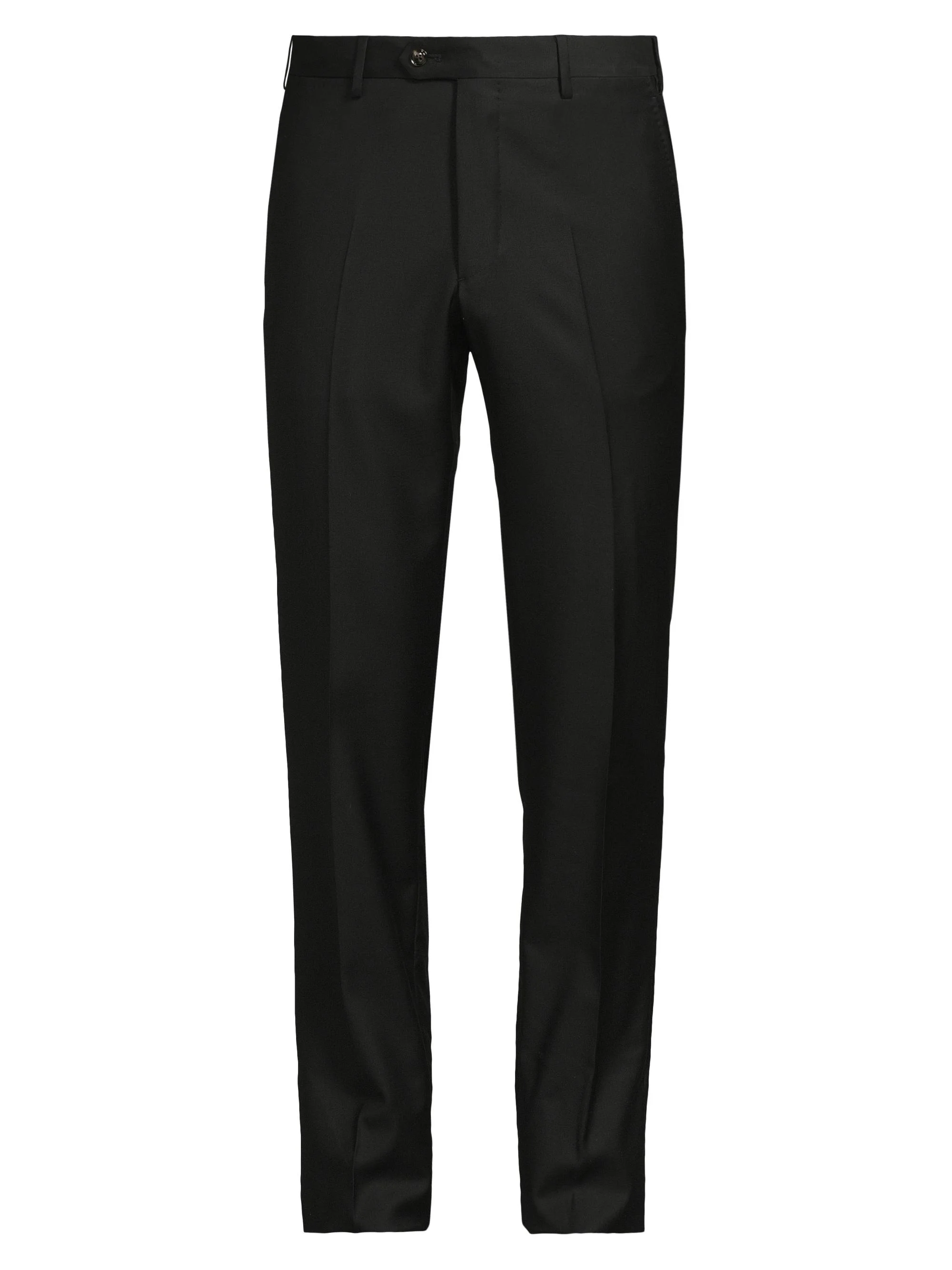 Men's Crease-Front Virgin Wool Trousers - Solid Black - 1