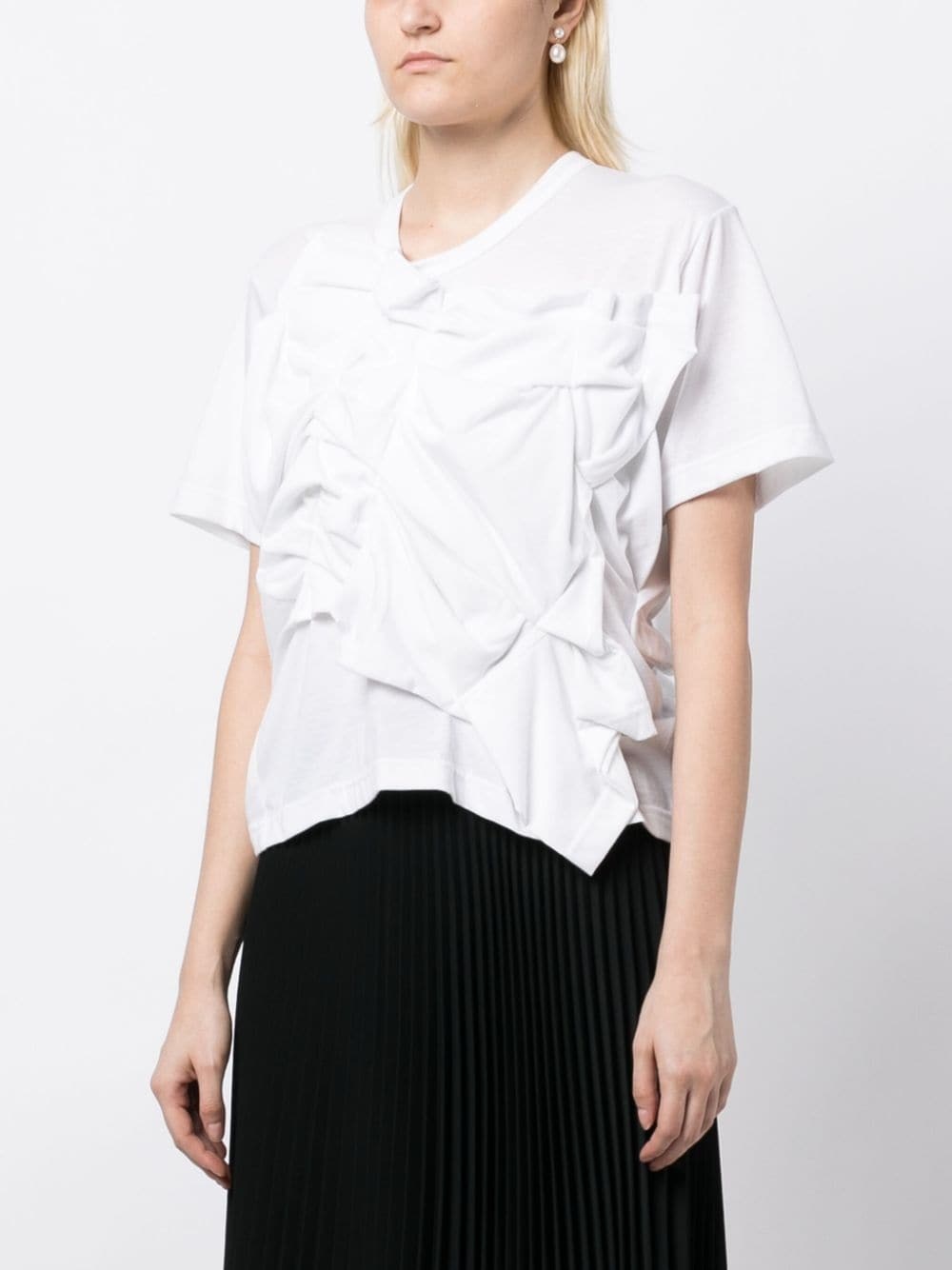 draped crew-neck T-shirt - 3